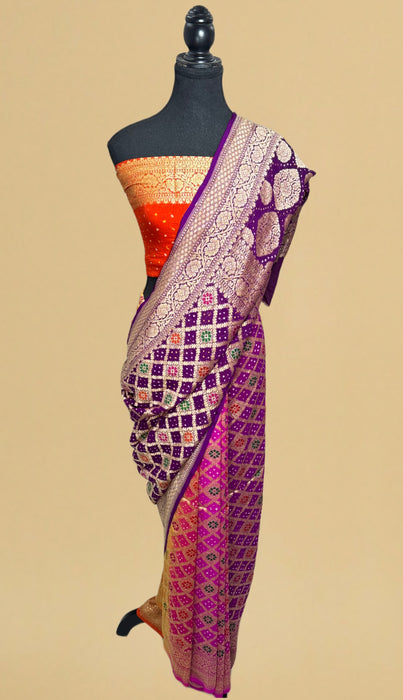 Buy bandhani banarasi saree online