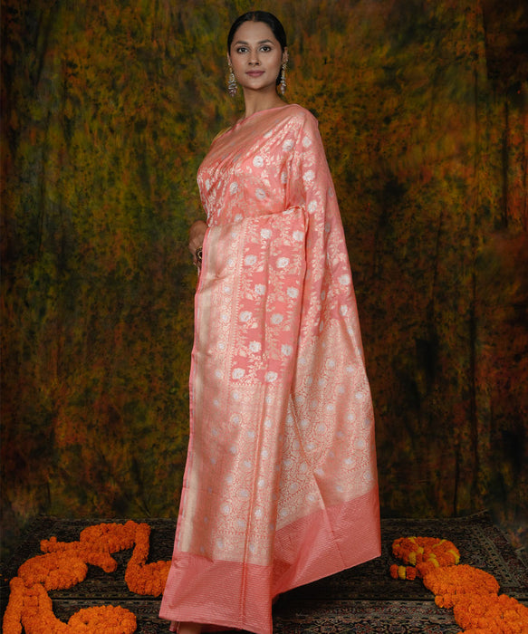 Pure Katan Banarasi Handloom Saree - Sona Roopa Jaal Work
