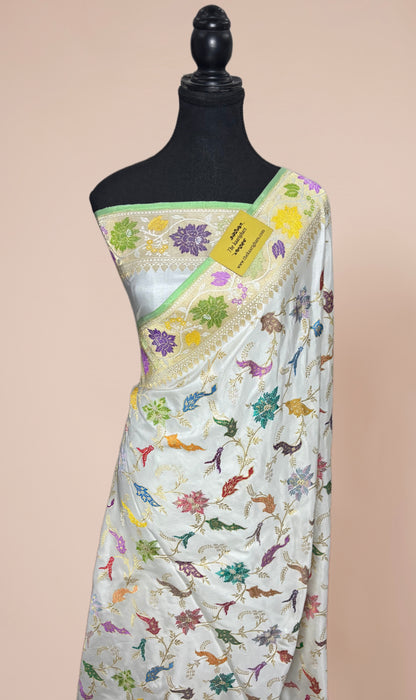 white Ektara Banarasi Silk Saree