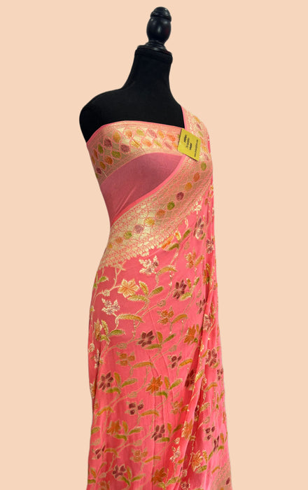 buy pastel red khaddi saree online in US