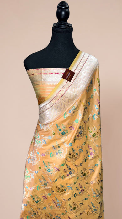 Ektara Persian Sand Pure Katan Silk Banarasi Handloom Saree - Kadiyal Jangla