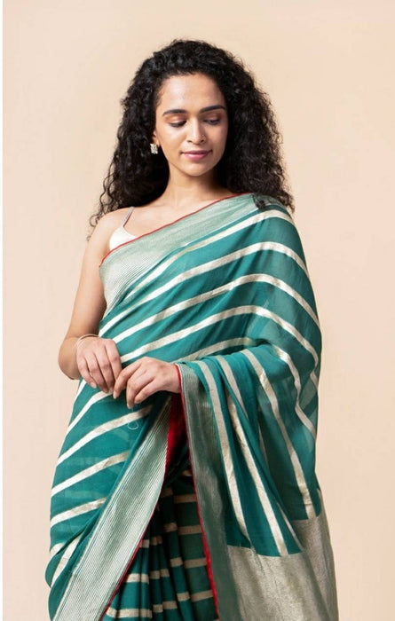 Pure Khaddi Georgette Banarasi Saree - Water zari