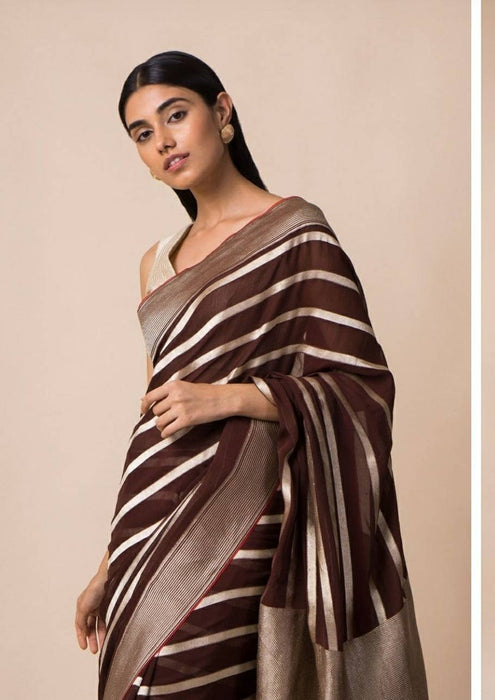 Pure Khaddi Georgette Banarasi Saree - Water zari