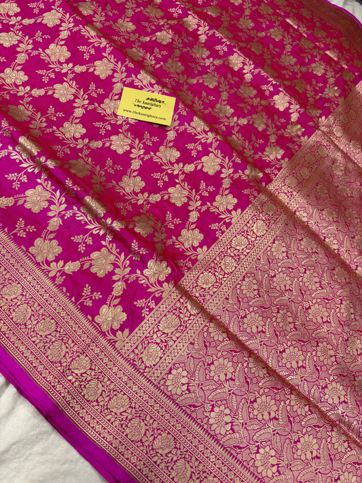 Rani Pure Katan Banarasi Handloom Saree - Sona Jaal Work