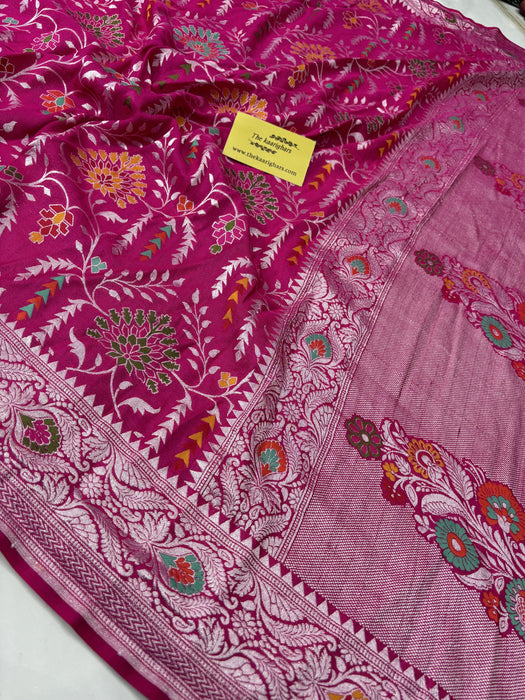 Rani Pure Tussar Georgette Banarasi Handloom Saree - Paithani