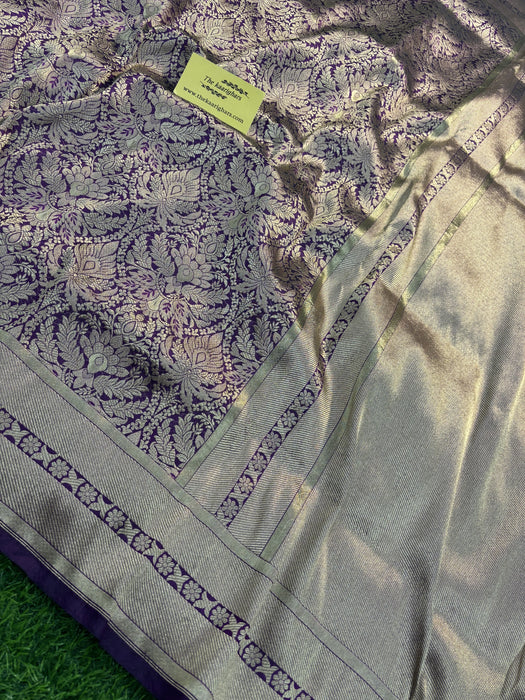 Magenta Pure Katan Silk Banarasi Handloom Saree - Brocade work