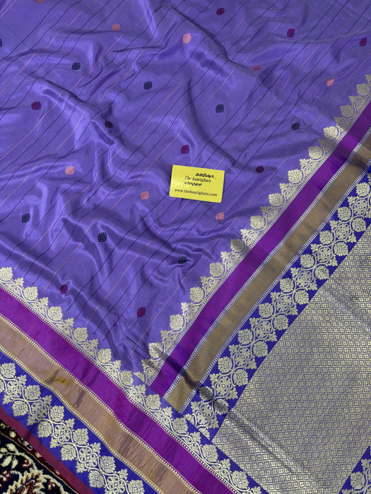 Pure Katan Banarasi Handloom Saree - Kadhiyal Sona Roopa Meenakari