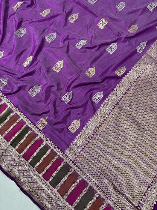 Pure Katan Banarasi Handloom Saree - Kadhiyal Rangkat