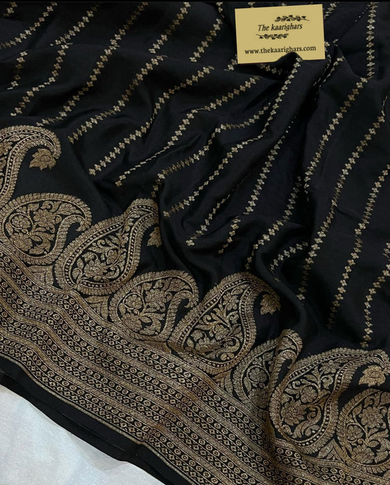 Buy black Banarasi saree