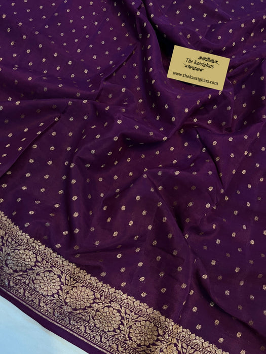 Magenta Pure Khaddi Crepe Banarasi Handloom Saree