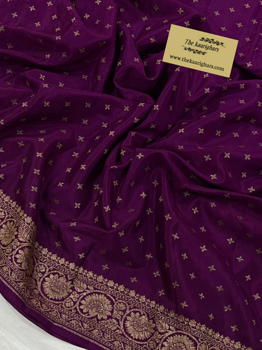Magenta Pure Khaddi Crepe Banarasi Handloom Saree
