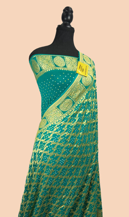 Pure Khaddi Georgette Bandhani Banarasi Saree