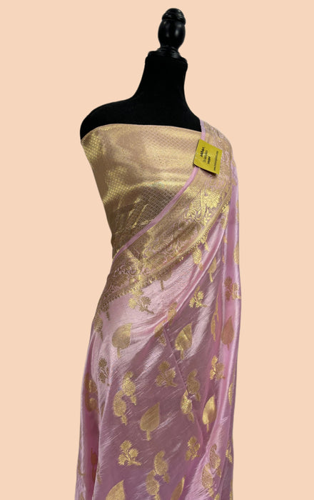 Plum Pure Dupion Banarasi Handloom Saree