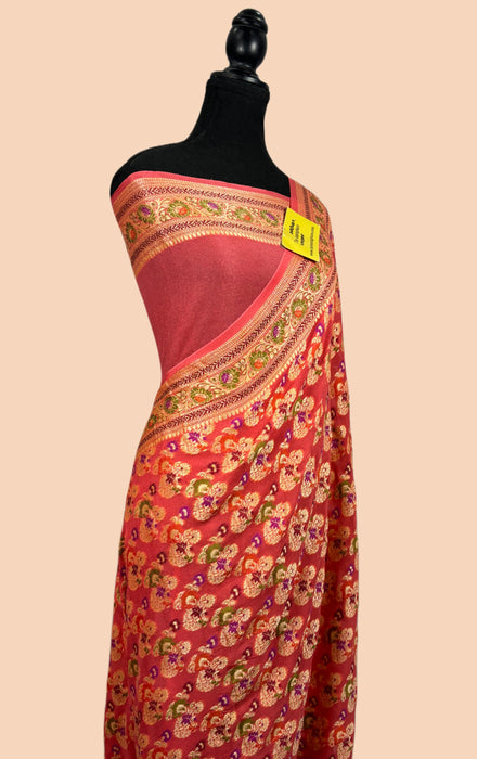 Pure Khaddi Chiffon Banarasi Handloom Saree