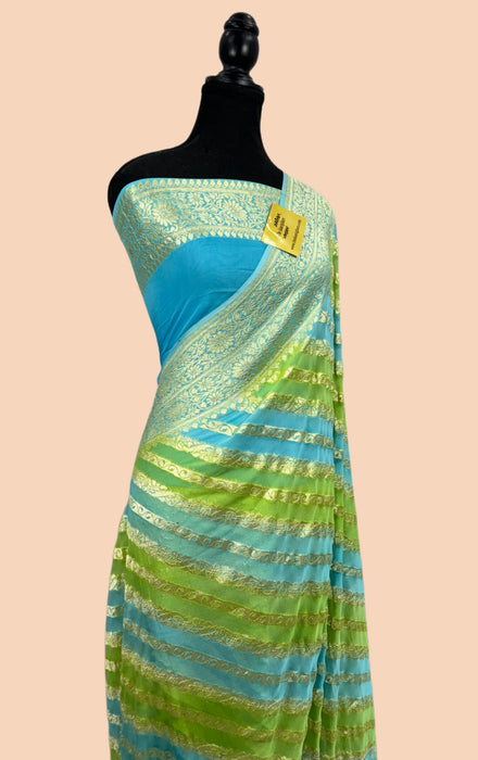 Rangkat Khaddi Georgette Banarasi Handloom Saree - Hand Meenakari