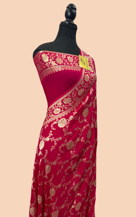 Rani Khaddi Georgette Banarasi Saree - Water Zari