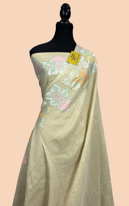 Natural Tussar Georgette Banarasi Handloom Saree - Paithani