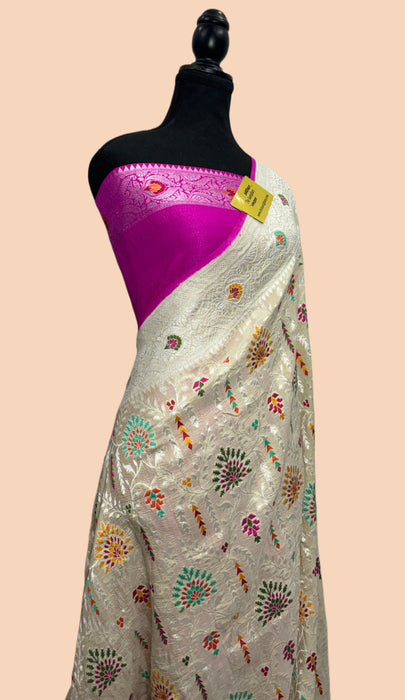 Pure Tussar Georgette Banarasi Handloom Saree - Paithani