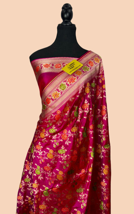 Rani Pure Katan Silk Banarasi Handloom Saree - Sona Meenakari