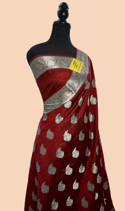 Maroon Pure Chiniya Banarasi Handloom Saree