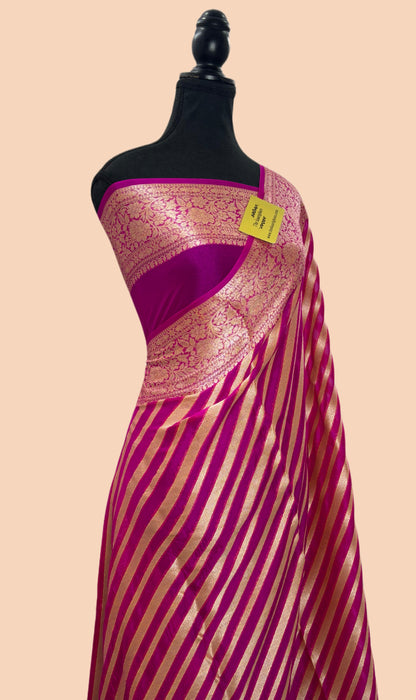 Dirty Pink Pure Khaddi Chiffon Banarasi Saree