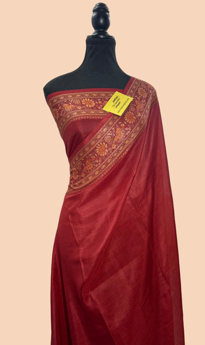 Maroon Pure Butter Crepe Banarasi Saree