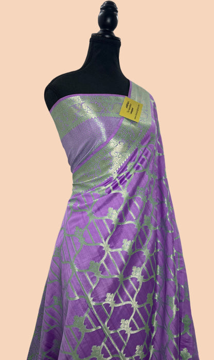 Lavender Pure Chiniya Banarasi Handloom Saree