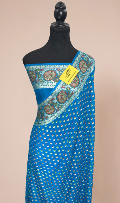 Blue Pure Khaddi Chiffon Banarasi Saree - Meenakari Work