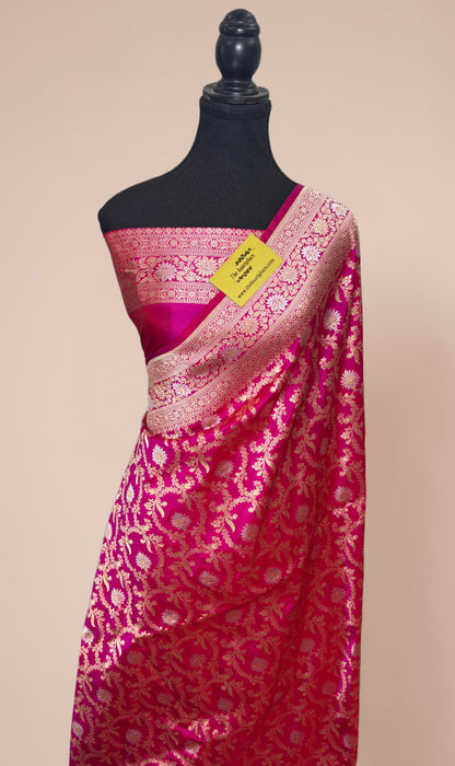 Rani Pure Katan Banarasi Handloom Saree - Sona Roopa Jaal Work