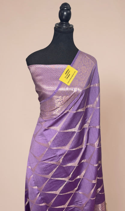 Lavender Pure Chiniya Banarasi Handloom Saree