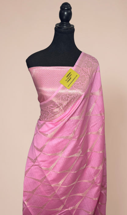 Pink Pure Chiniya Banarasi Handloom Saree