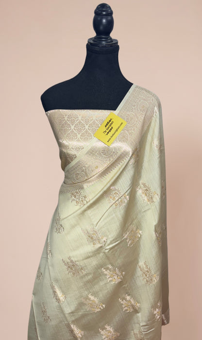 Cream Pure Chiniya Banarasi Handloom Saree