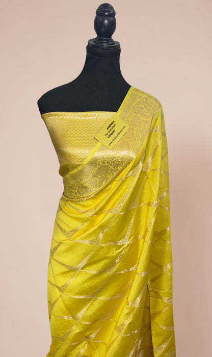 Yellow Pure Chiniya Banarasi Handloom Saree