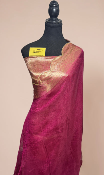 Rani Pure Banarasi Tissue Handloom Saree - Designer Border