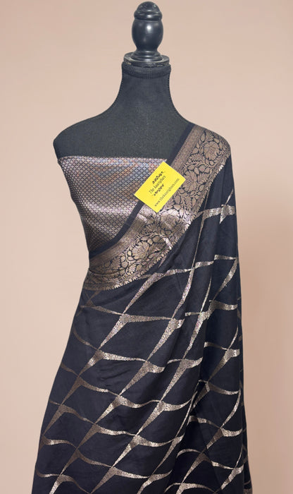 Black Pure Chiniya Banarasi Handloom Saree
