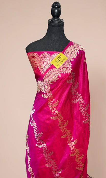 Rani Pure Katan Banarasi Handloom Saree - Kadiyal Sona Roopa Work