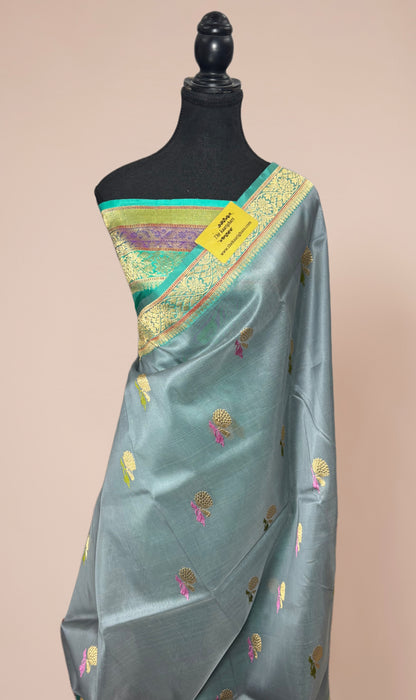 Pure Kora Banarasi Handloom Saree - Sona Meenakari Work
