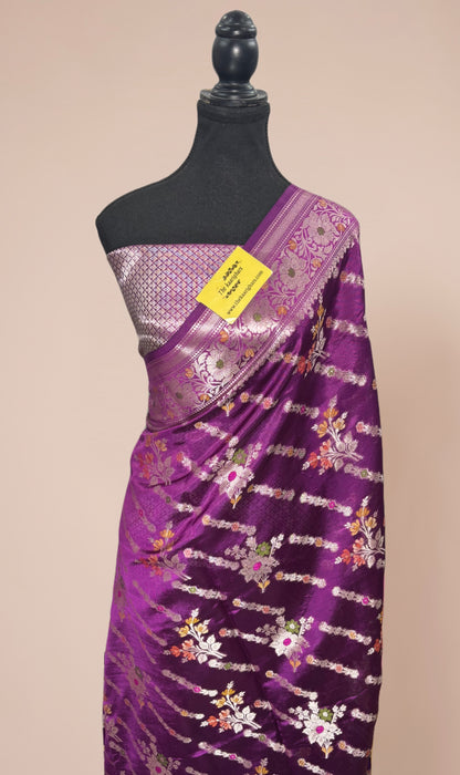 Magenta Pure Raw Mango Banarasi Handloom Saree