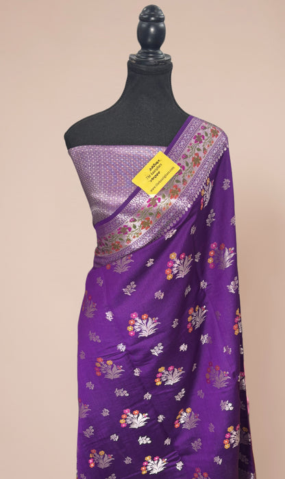 Purple Pure Raw Mango Banarasi Handloom Saree