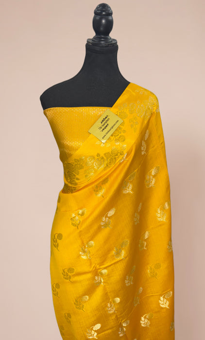 Yellow Pure Chiniya Banarasi Handloom Saree