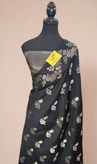 Black Pure Chiniya Banarasi Handloom Saree