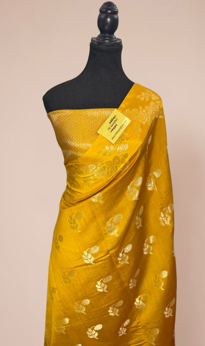 Yellow Pure Chiniya Banarasi Handloom Saree