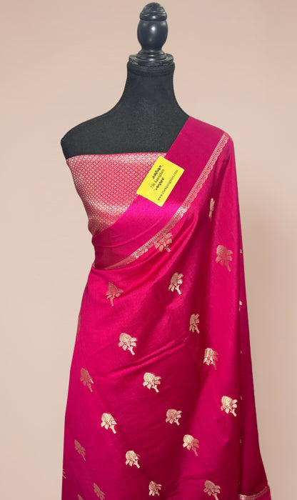 Rani Pure Raw Mango Banarasi Handloom Saree