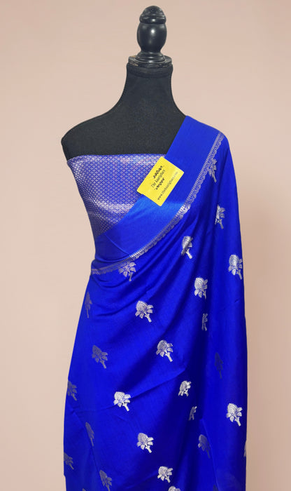 Royal Blue Pure Raw Mango Banarasi Handloom Saree