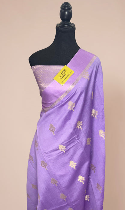Bright lavender Pure Chiniya Banarasi Handloom Saree