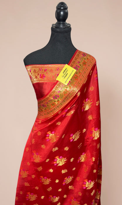 Red Pure Raw Mango Banarasi Handloom Saree