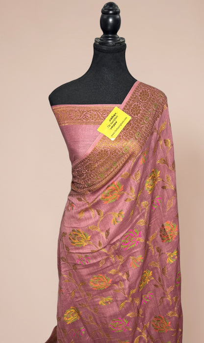 Pink Pure Moonga Banarasi Handloom Saree