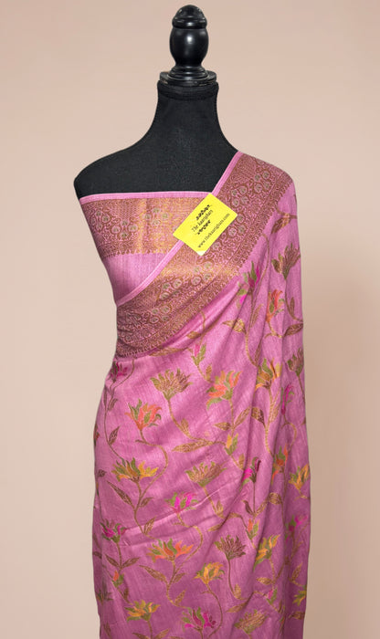 Pink Pure Moonga Banarasi Handloom Saree