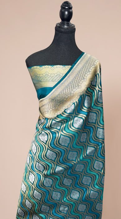 Pure Katan Banarasi Handloom Saree - Jangla with Sona Roopa Work