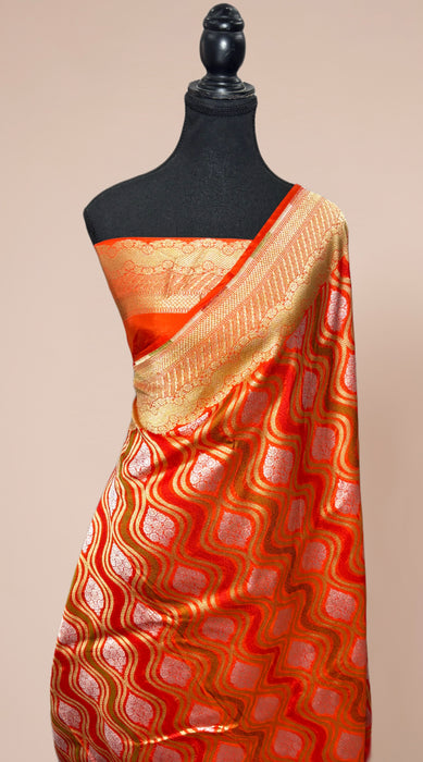 Pure Katan Banarasi Handloom Saree - Jangla with Sona Roopa Work